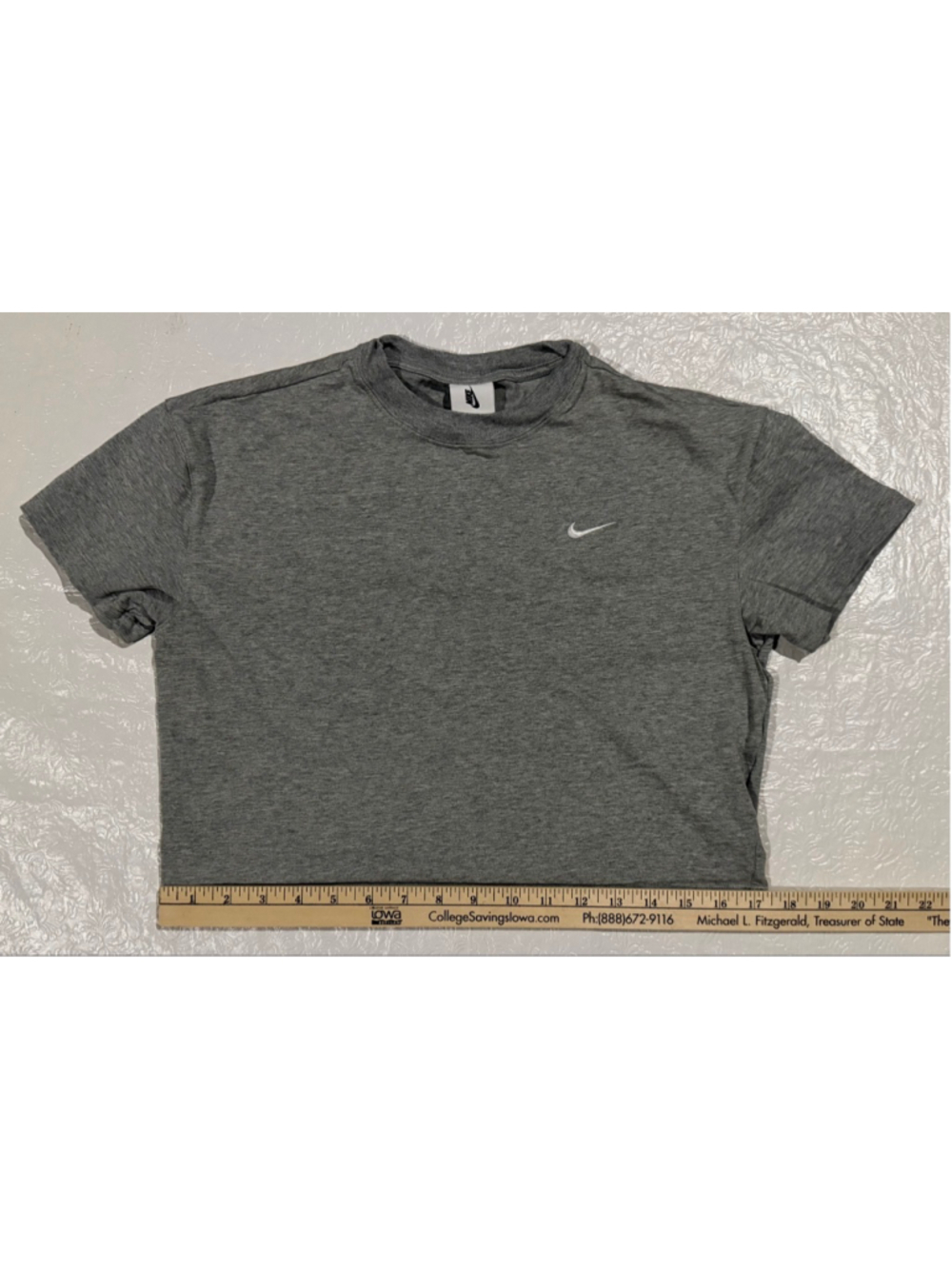 Nike Gray Embroidered Swoosh T-Shirt Women Small 100% Cotton Casual Athletic